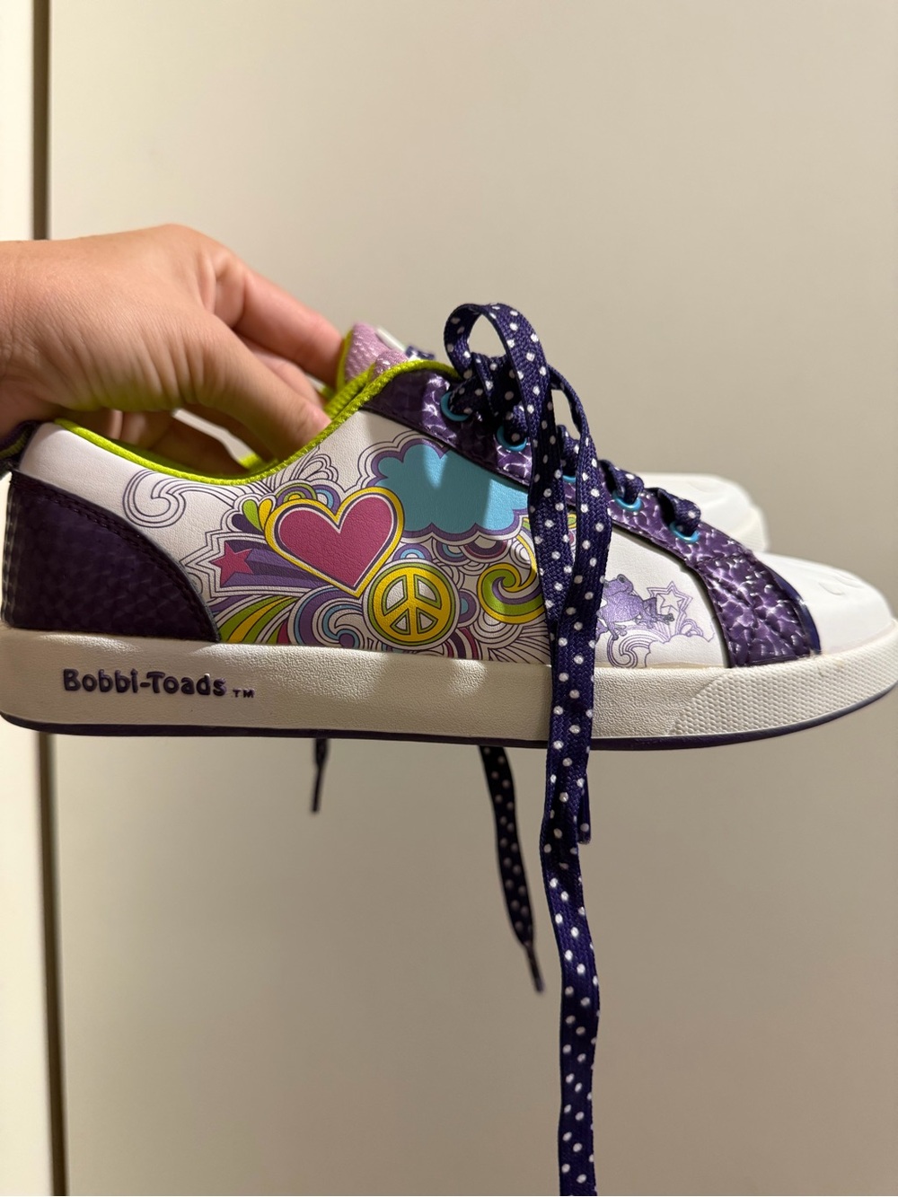 Girls' Purple Graphic Lace-Up Sneakers